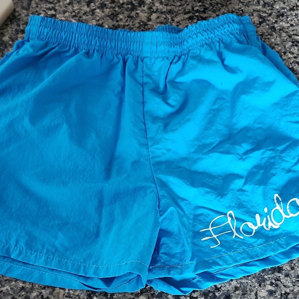 Mango Tree Vintage Made In USA Nylon  Blue "Florida" Shorts Size Small